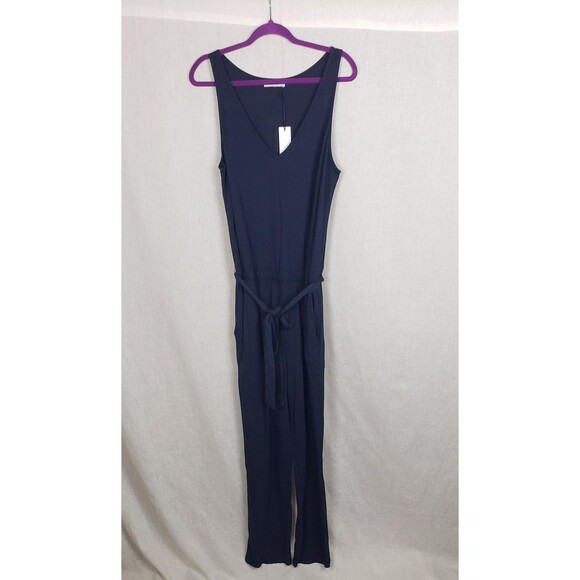 Michael Stars Pants - Michael Stars Jumpsuit Womens‎ Large Navy Jane Modal Belted Made USA Casual